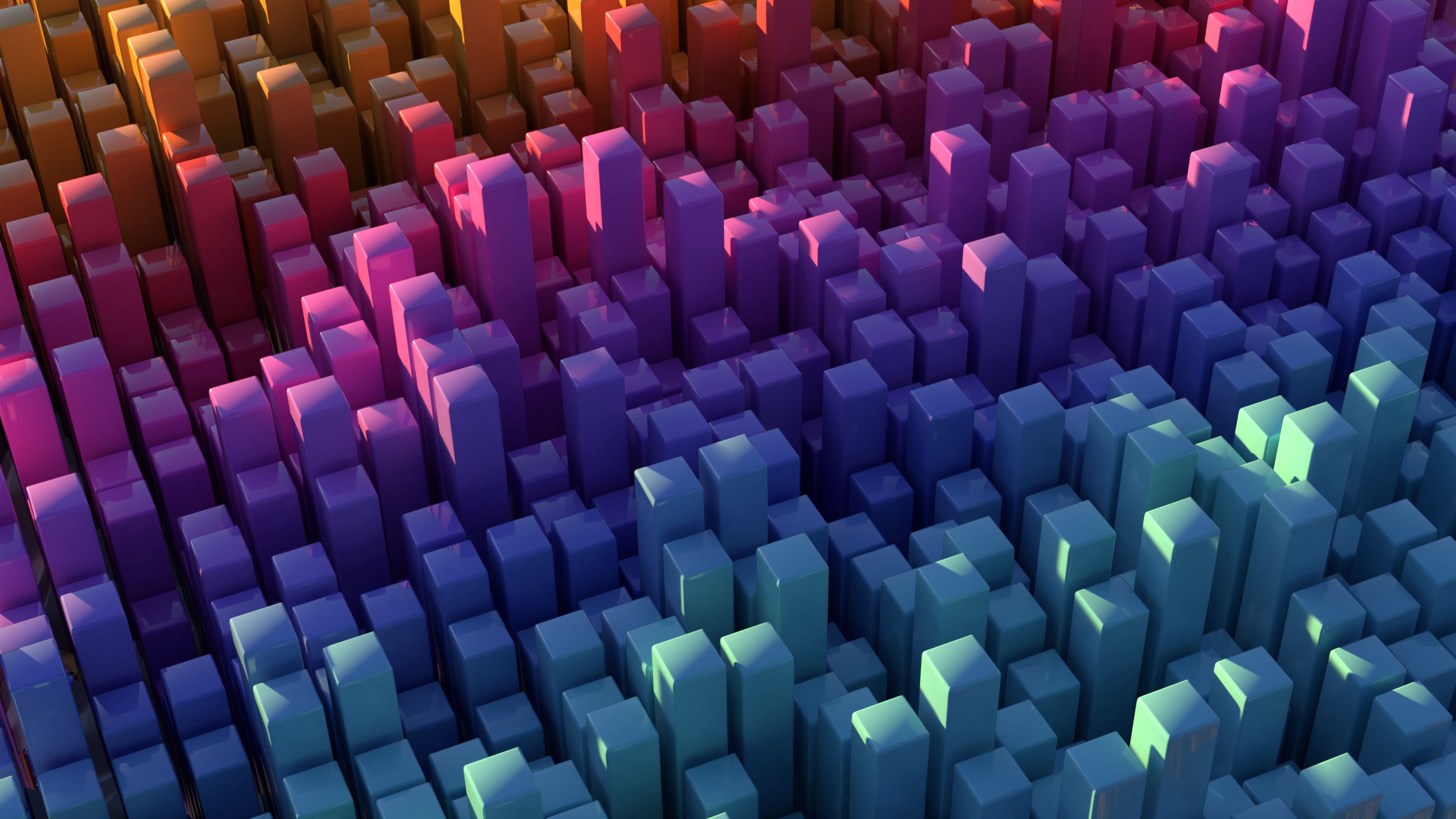 Pillars Squares Shapes Volume Colorful 3d