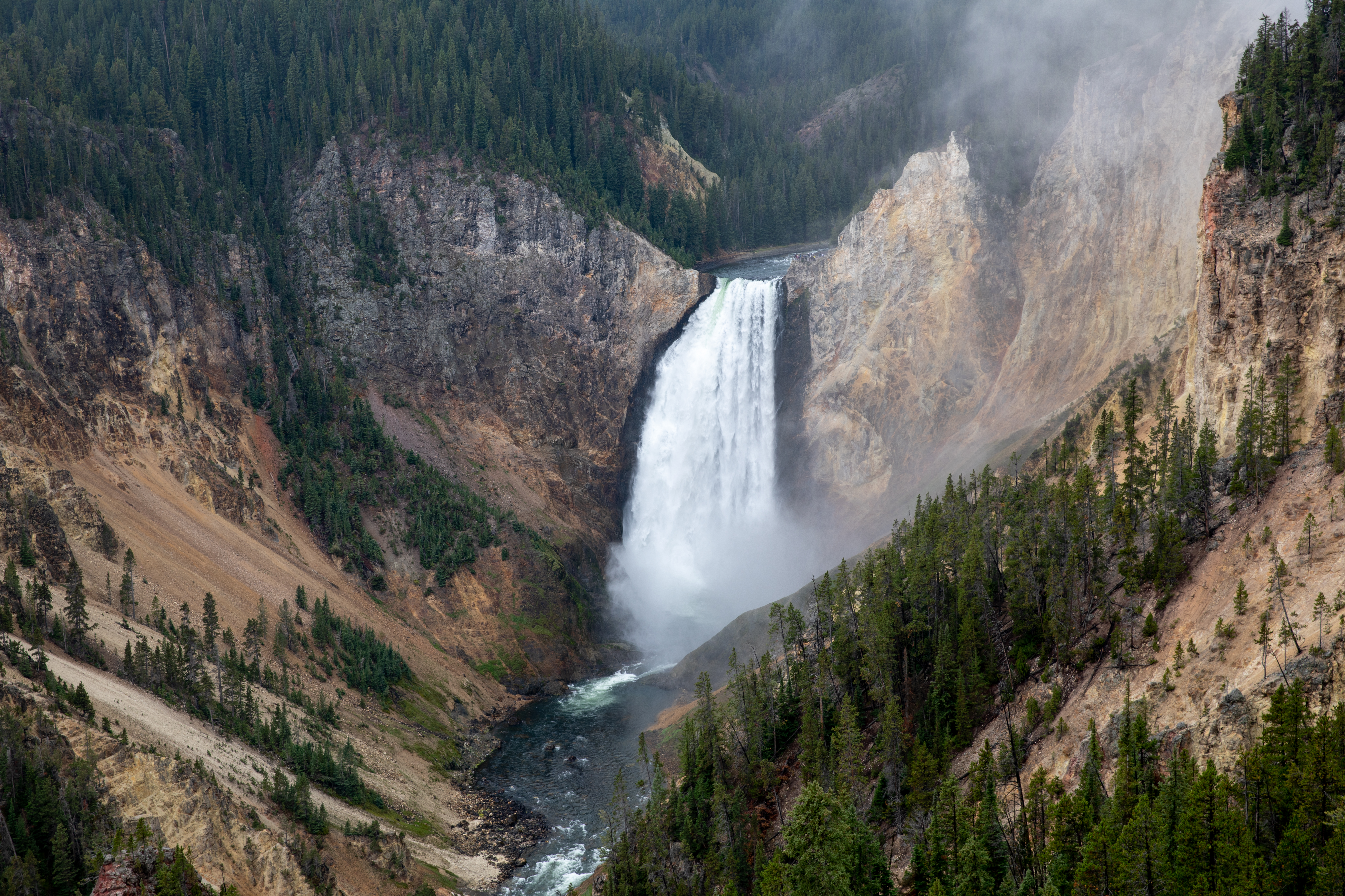 Waterfall Rocks Canyon Trees Nature Aerial-view
