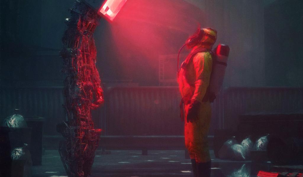 Man Suit Protection Robot Screen Apocalypse