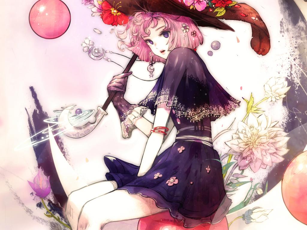 Girl Hat Umbrella Anime Art