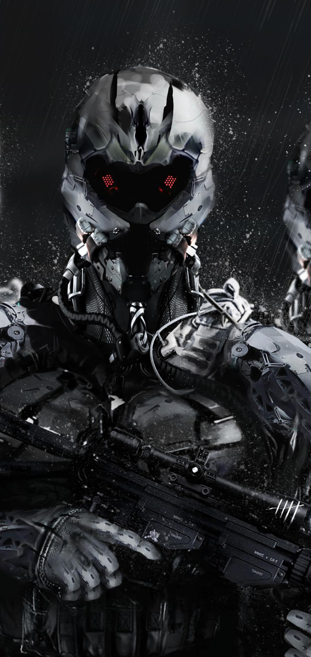 Cyborgs Soldiers Rifles Weapons Art