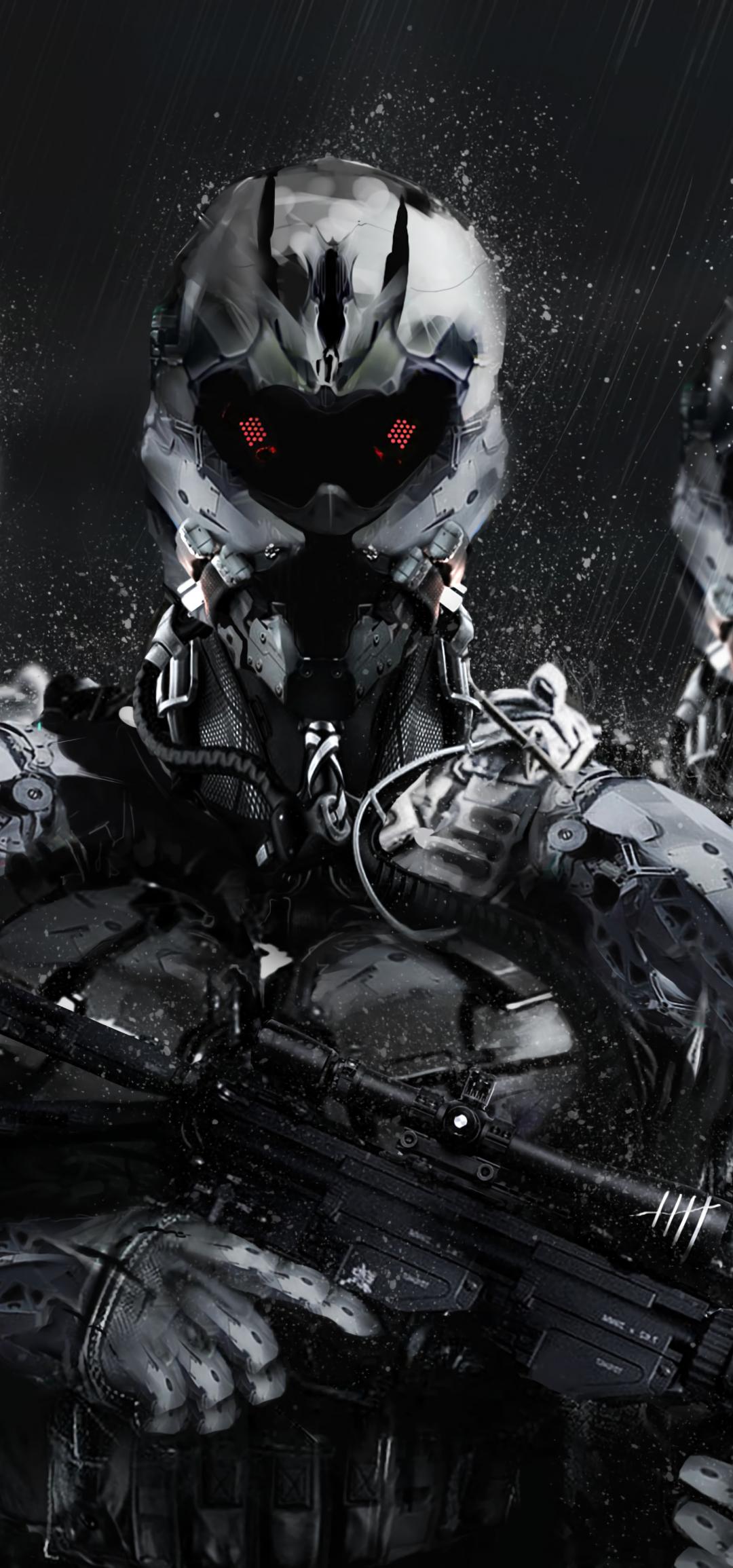 Cyborgs Soldiers Rifles Weapons Art