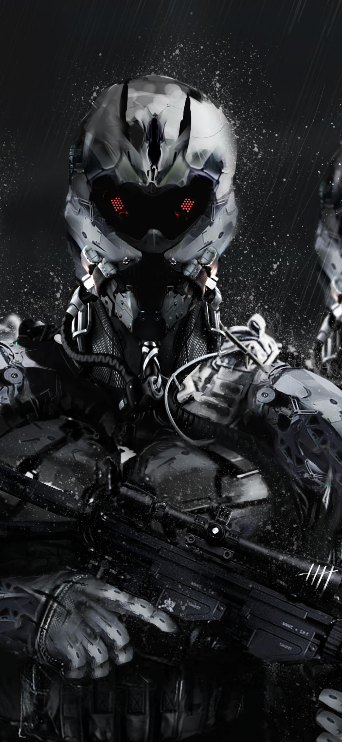 Cyborgs Soldiers Rifles Weapons Art