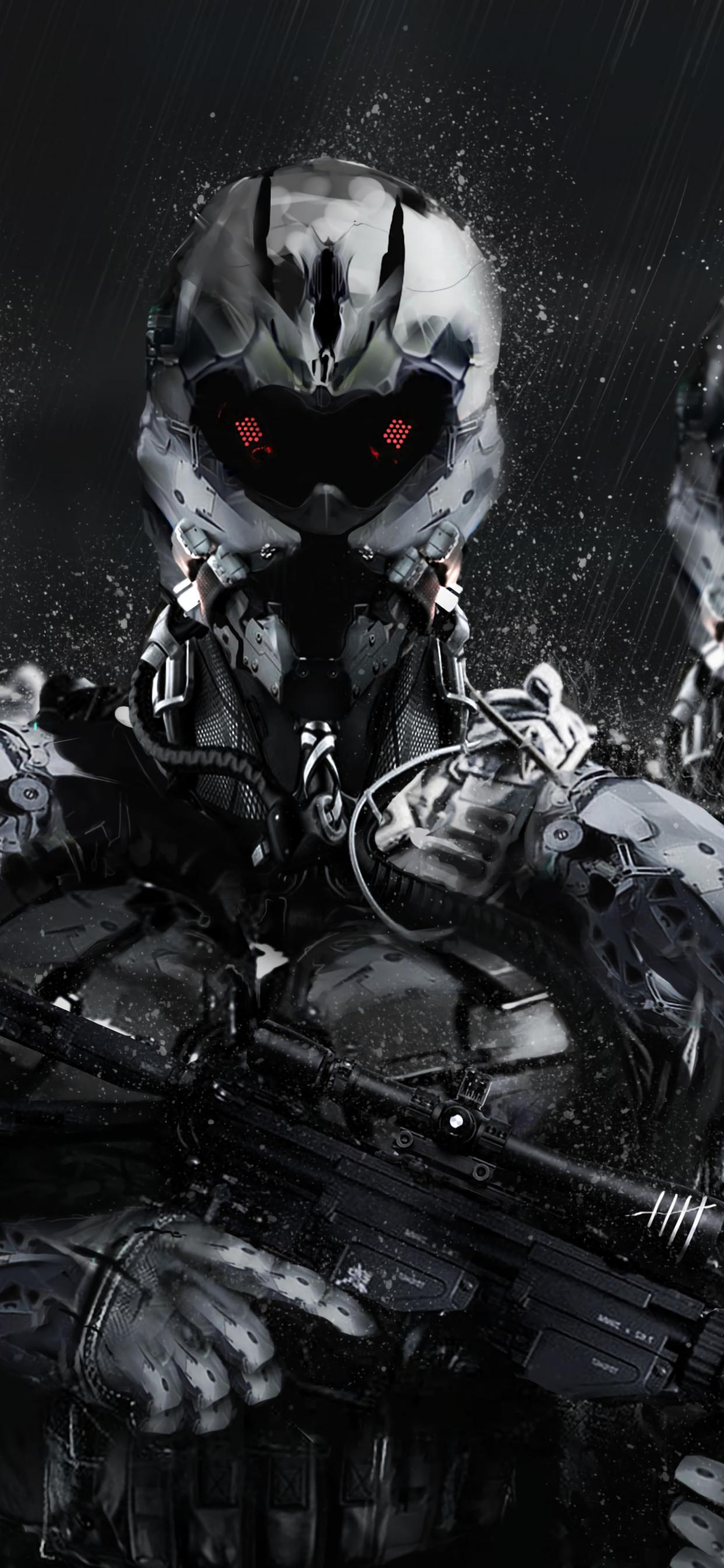 Cyborgs Soldiers Rifles Weapons Art