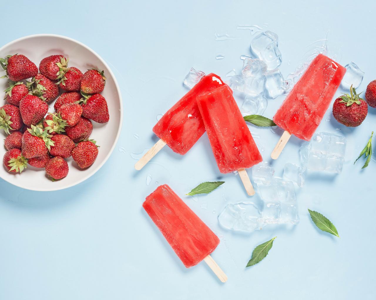 Popsicles Ice-cream Ice Dessert Strawberry