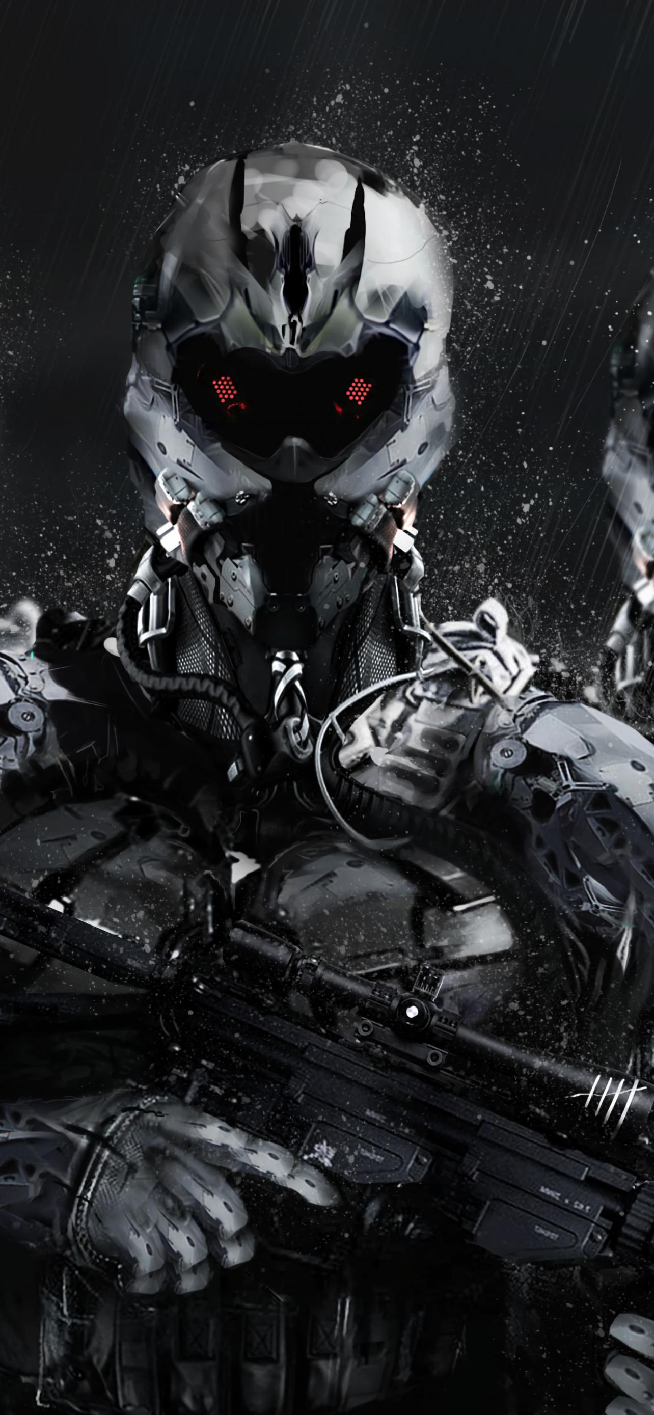 Cyborgs Soldiers Rifles Weapons Art