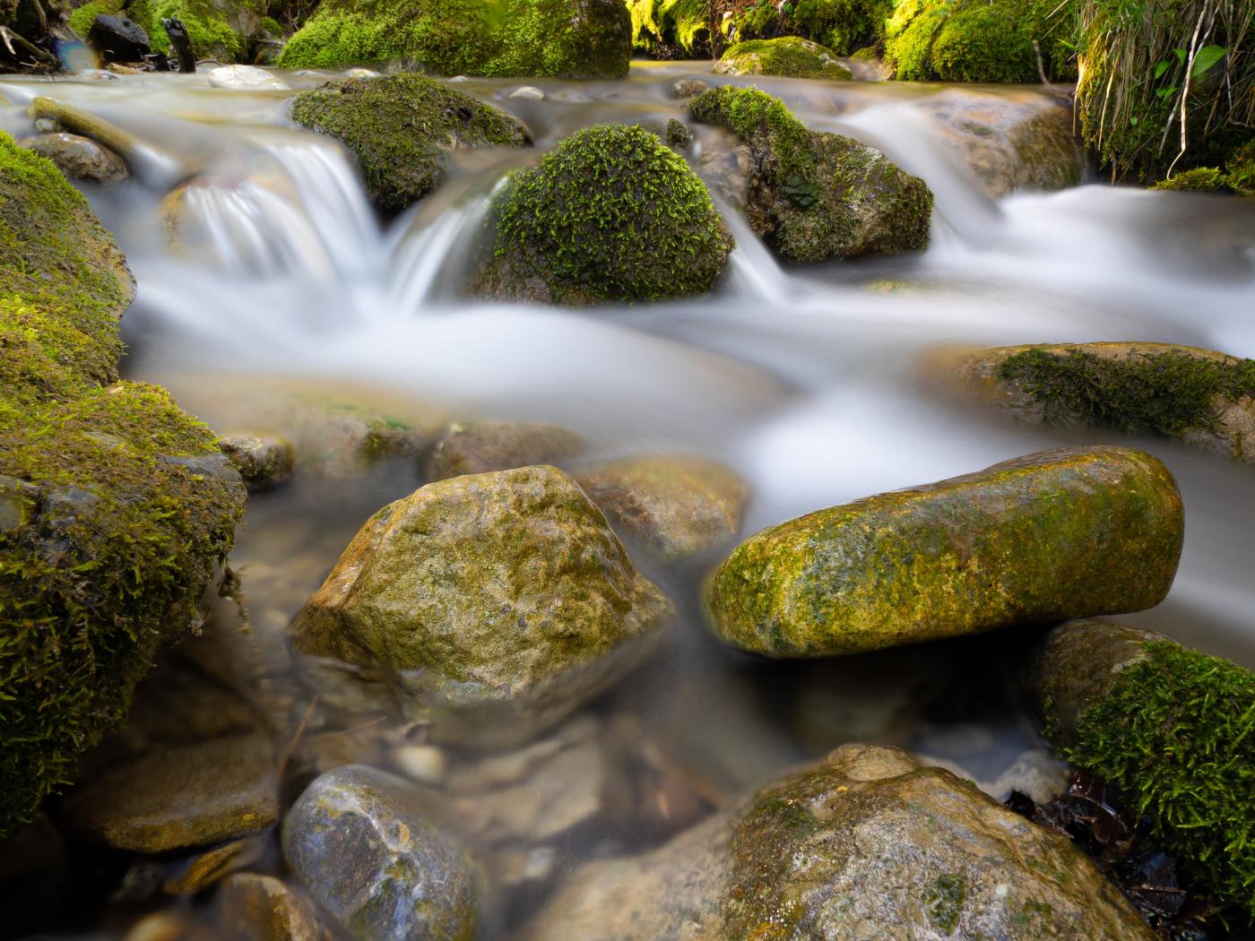 River Stream Stones Moss Water Long-exposure