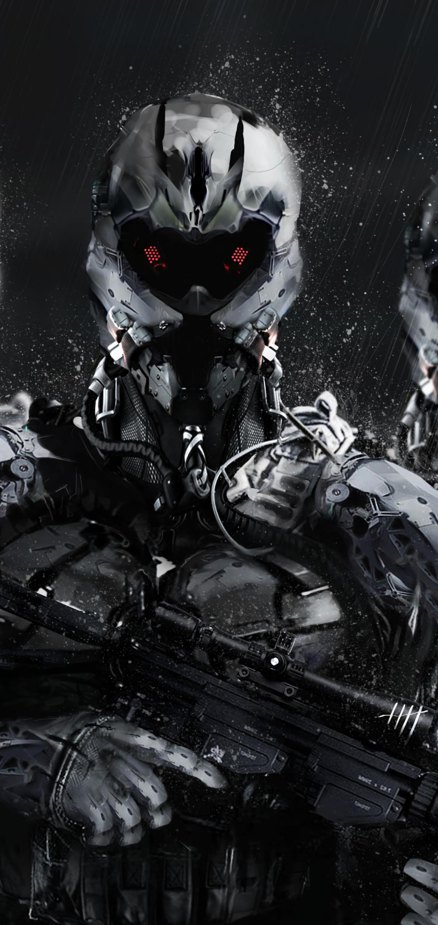 Cyborgs Soldiers Rifles Weapons Art