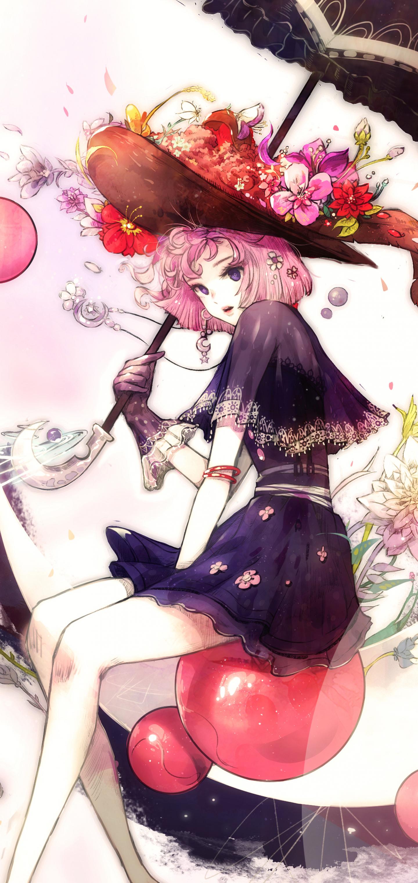 Girl Hat Umbrella Anime Art
