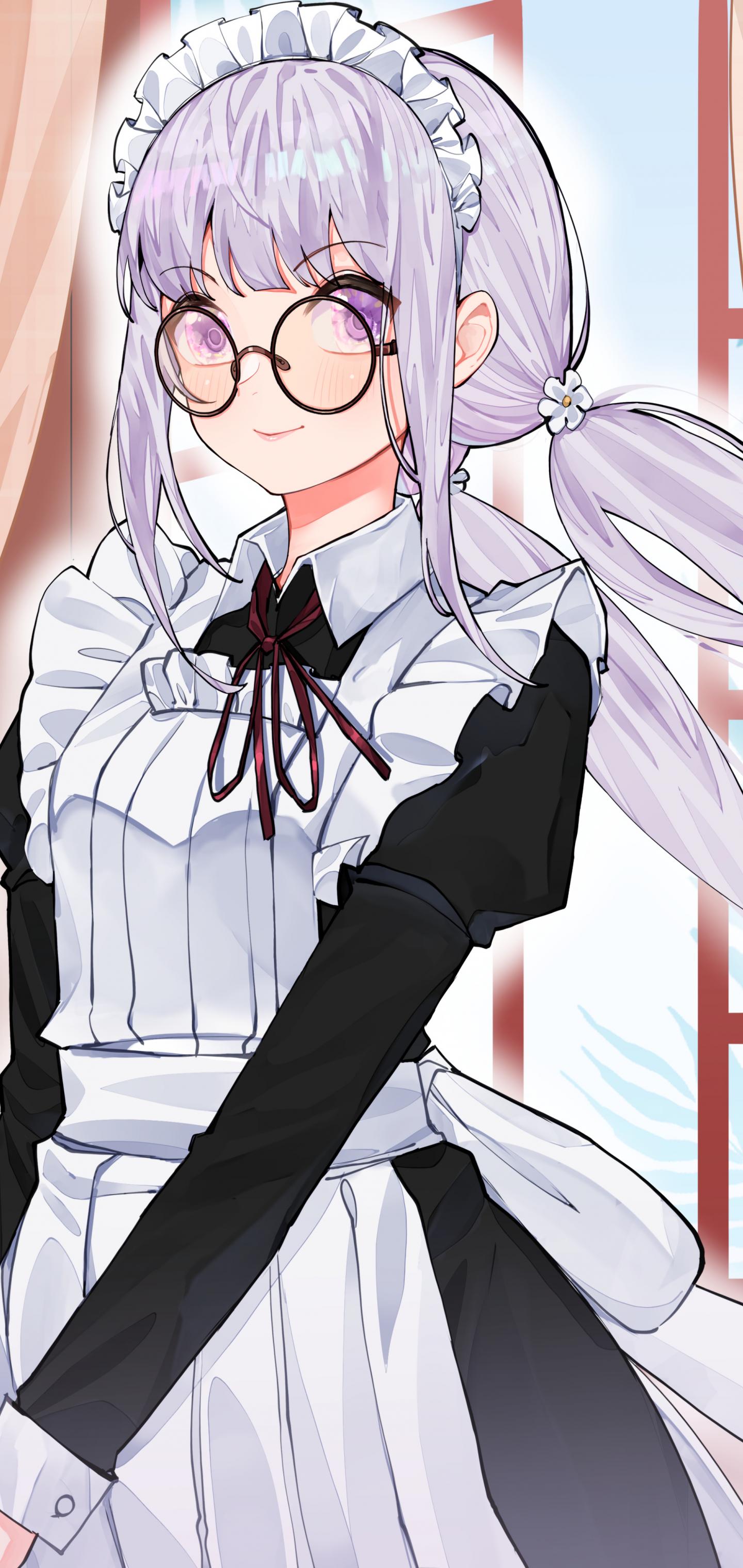 Girl Maid Uniform Glasses Anime
