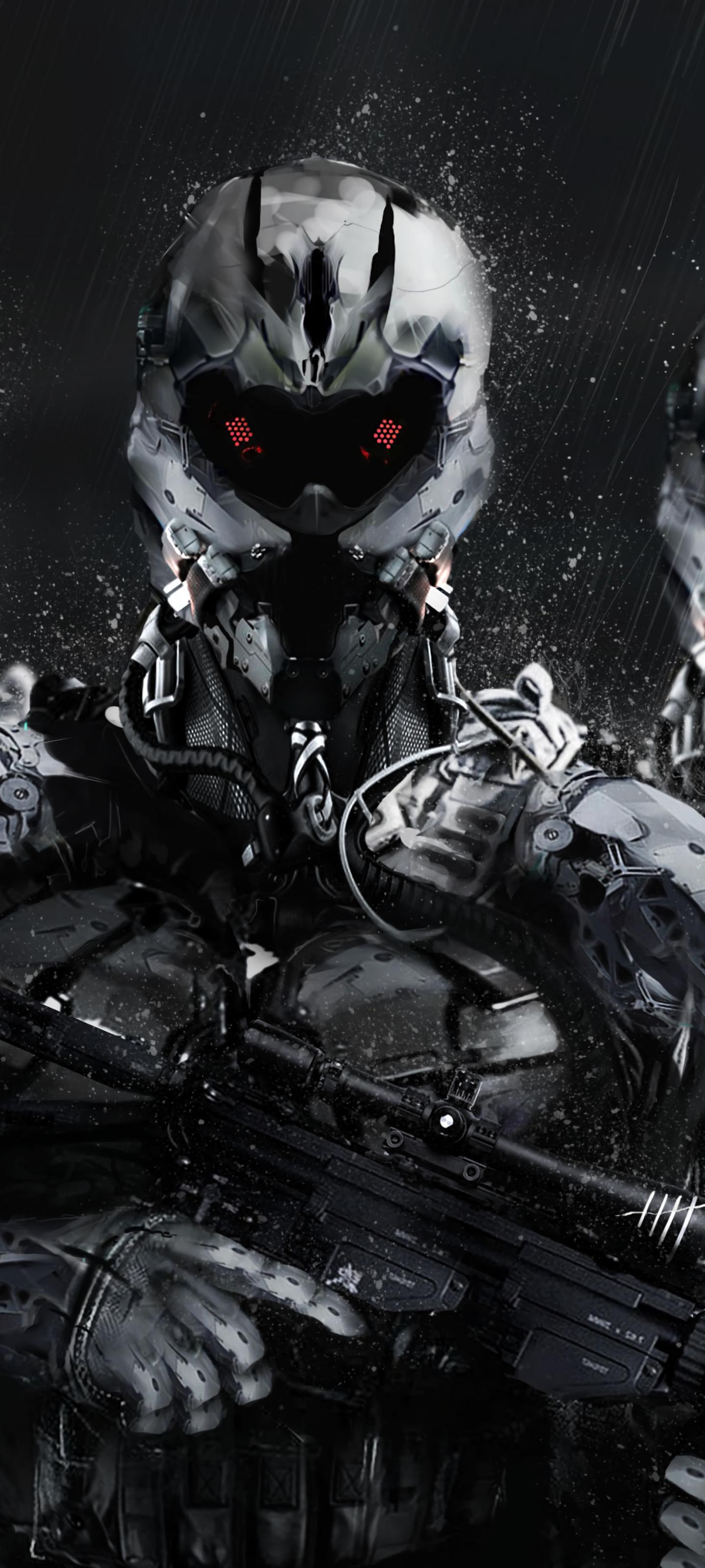 Cyborgs Soldiers Rifles Weapons Art
