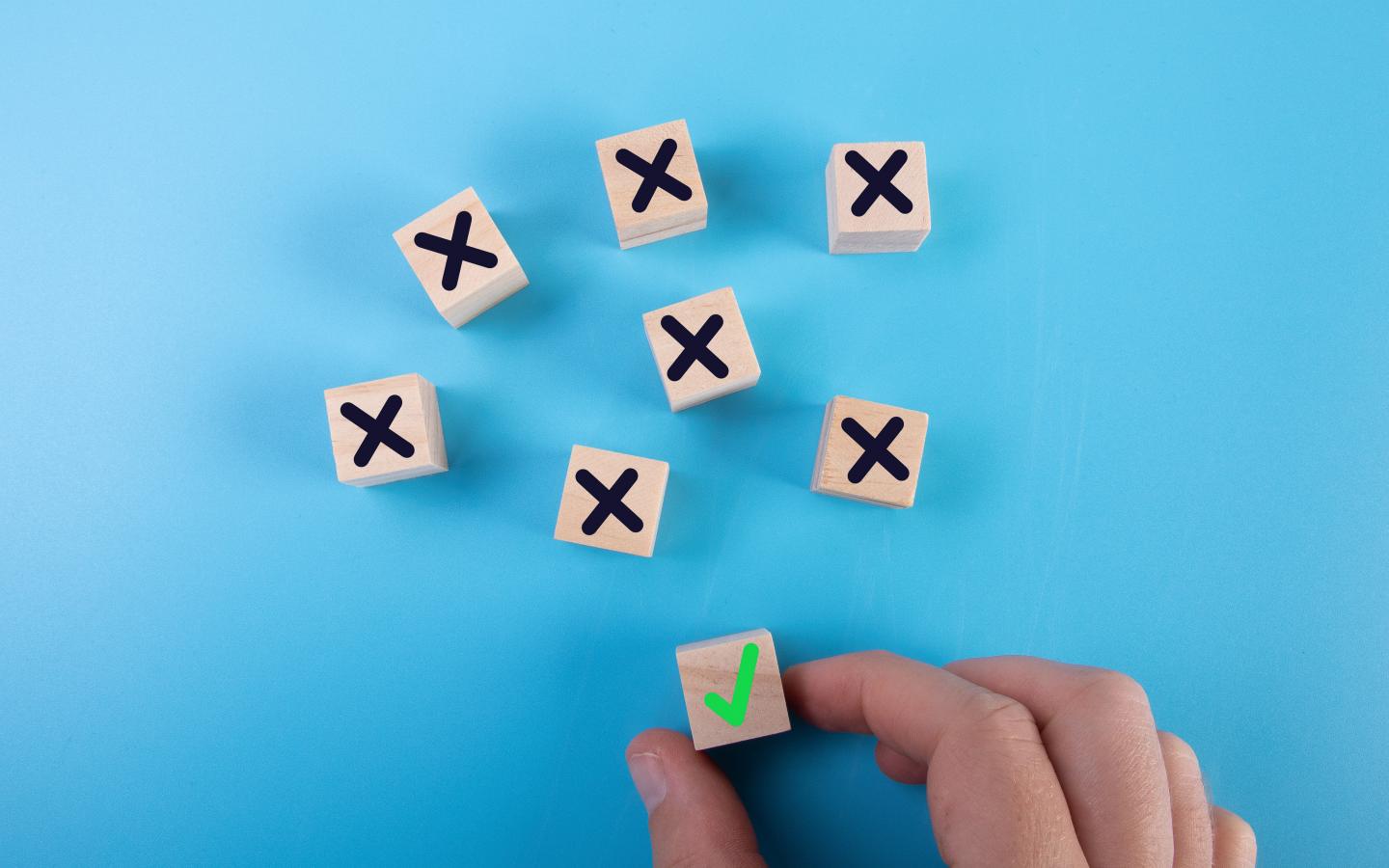 Choice Cubes Symbols Hand Blue