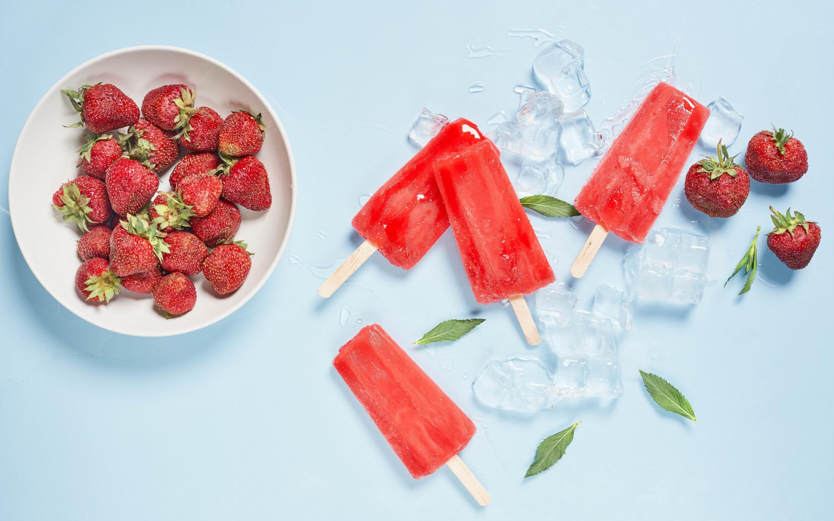 Popsicles Ice-cream Ice Dessert Strawberry