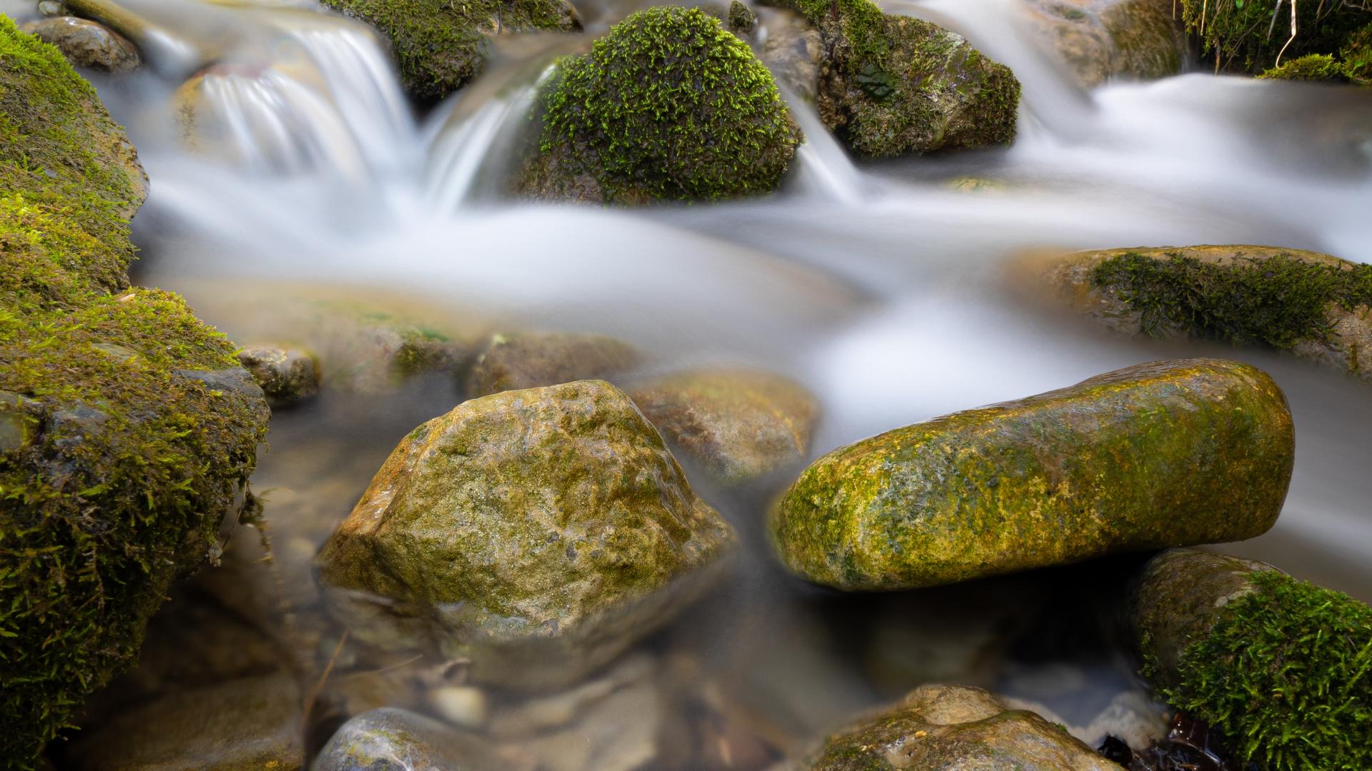 River Stream Stones Moss Water Long-exposure