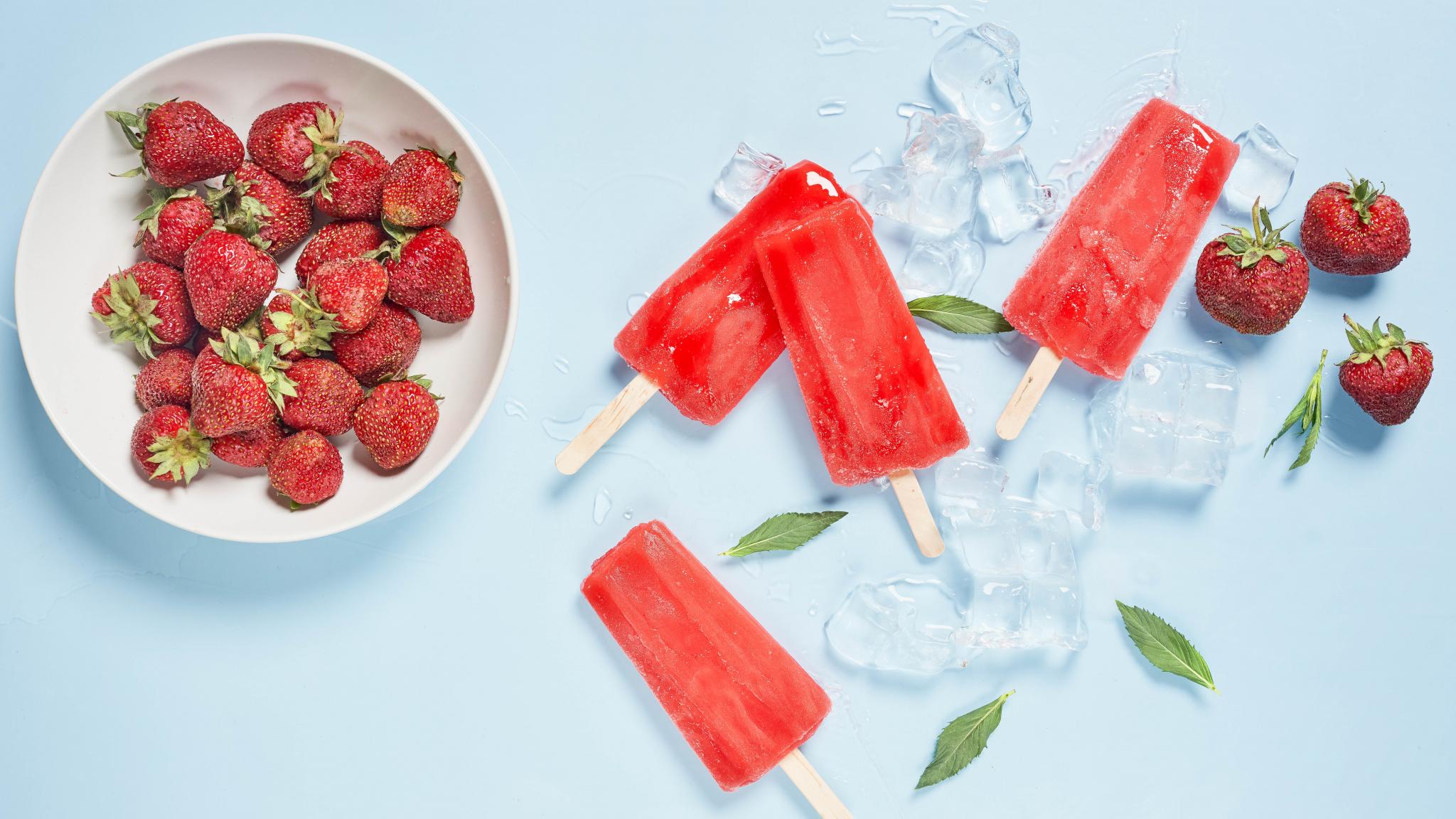 Popsicles Ice-cream Ice Dessert Strawberry