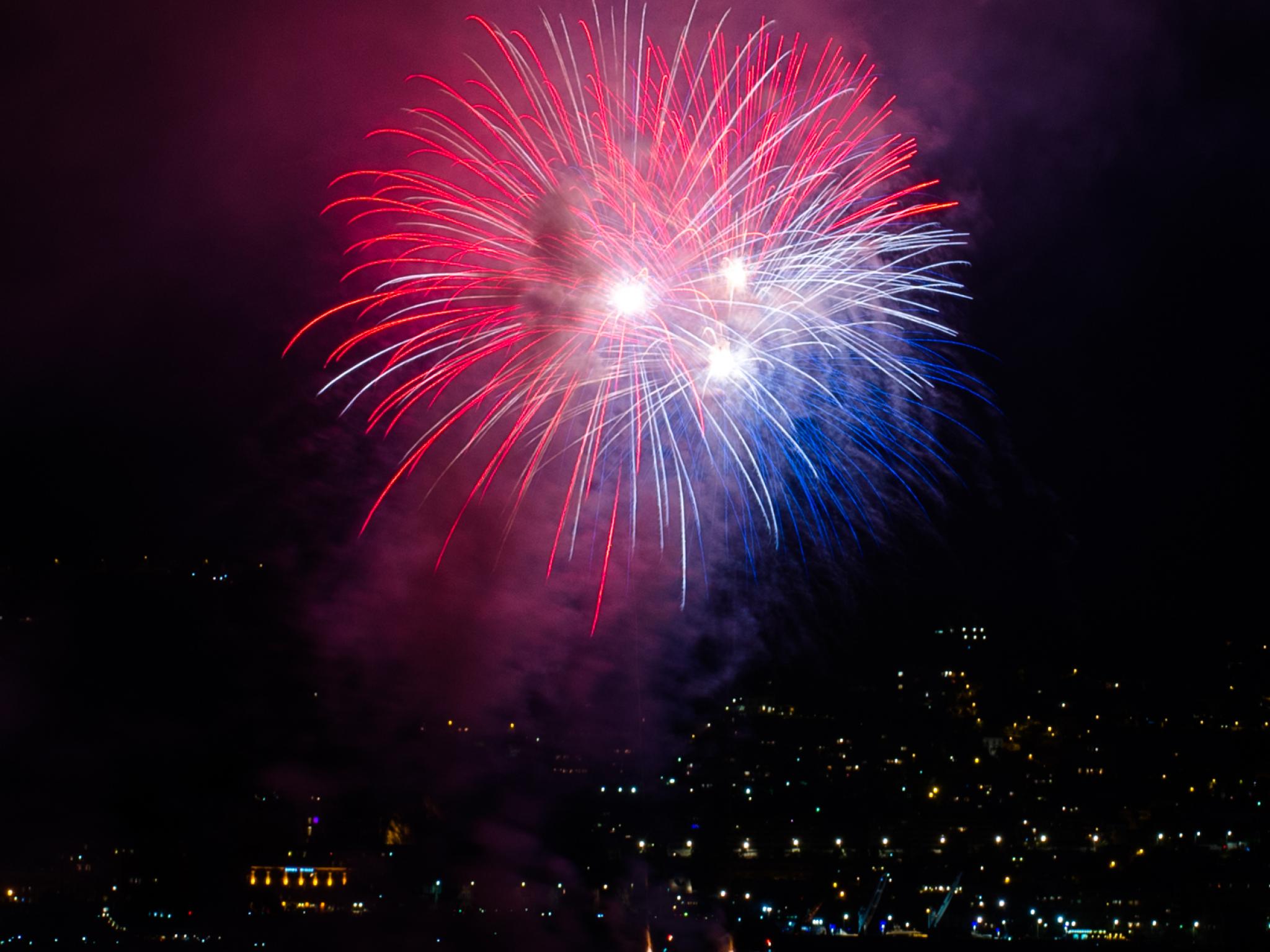 Fireworks Explosions Sparks Light Dark