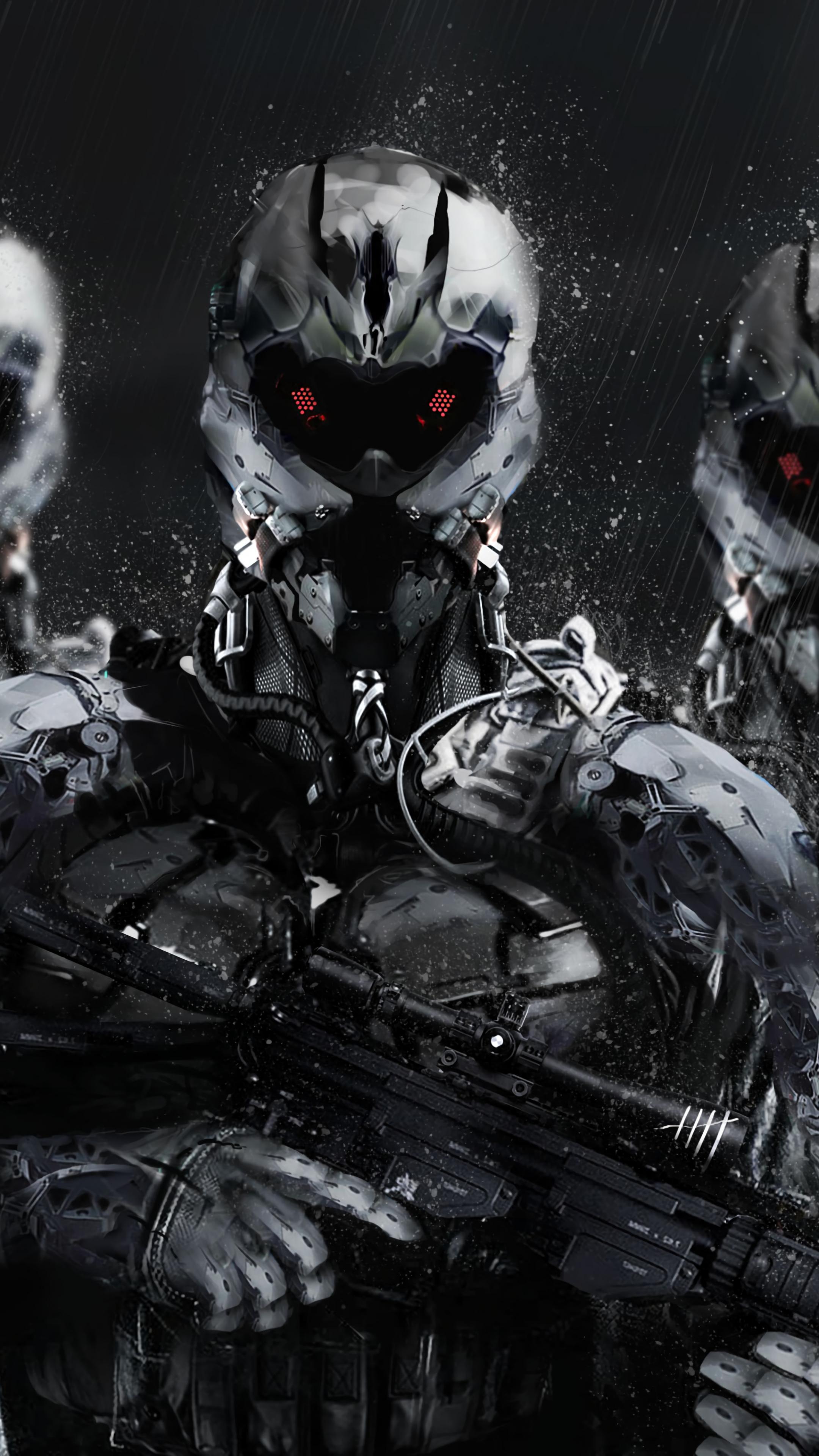 Cyborgs Soldiers Rifles Weapons Art