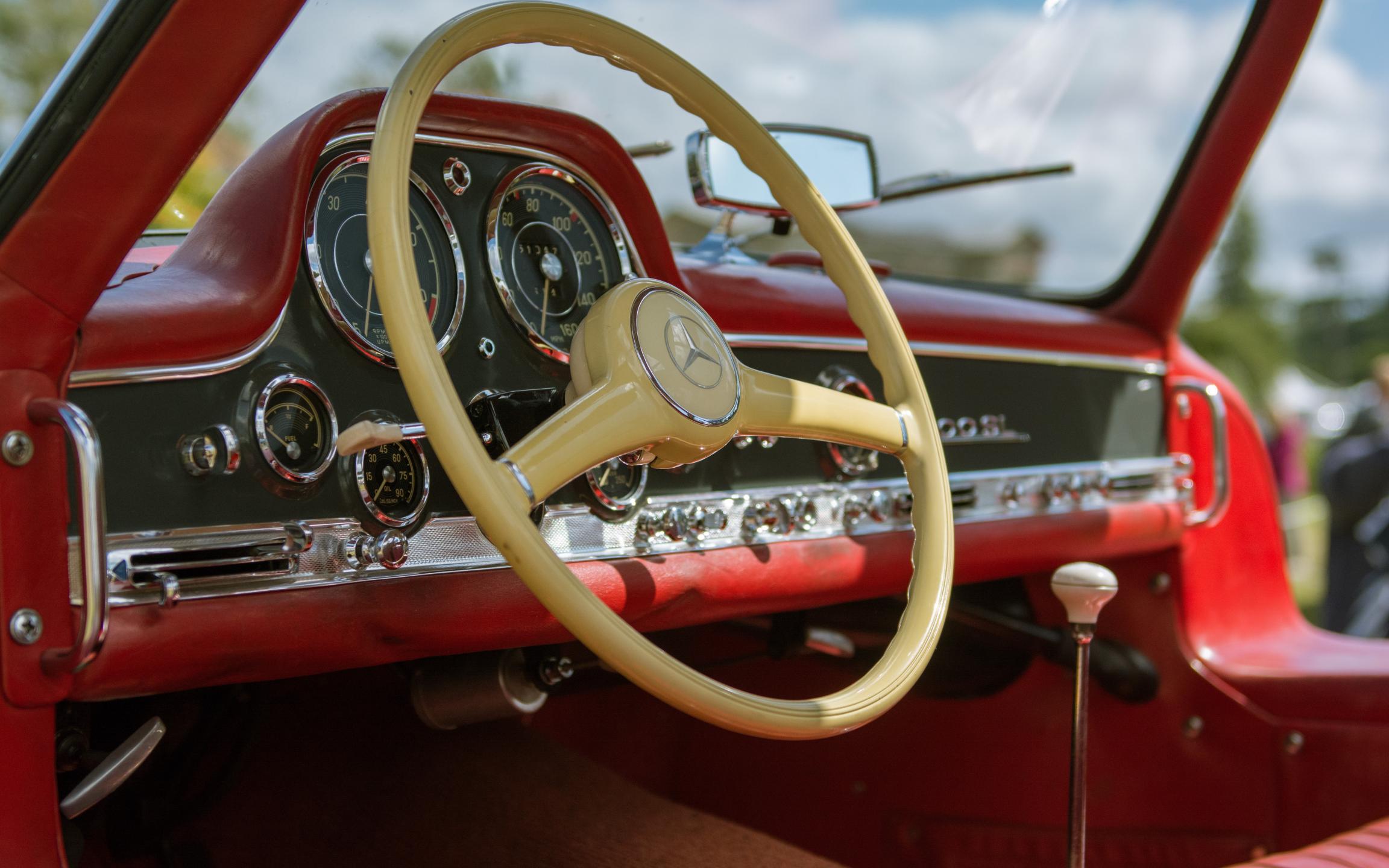 Mercedes Car Steering-wheel Salon Red