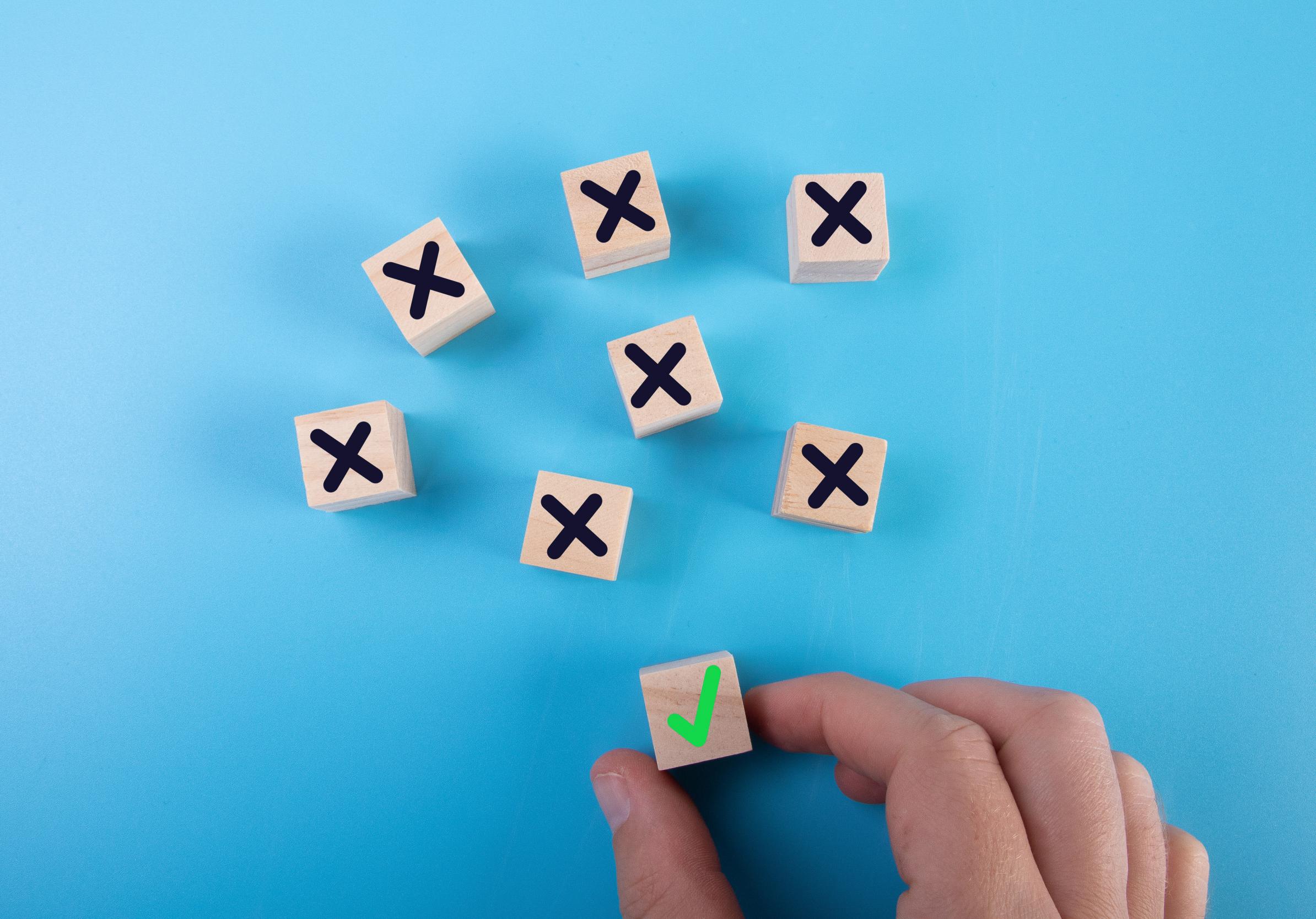 Choice Cubes Symbols Hand Blue