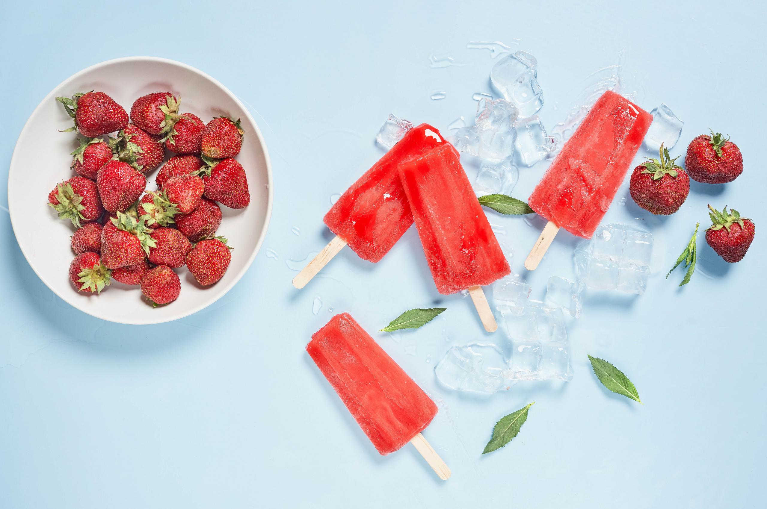 Popsicles Ice-cream Ice Dessert Strawberry