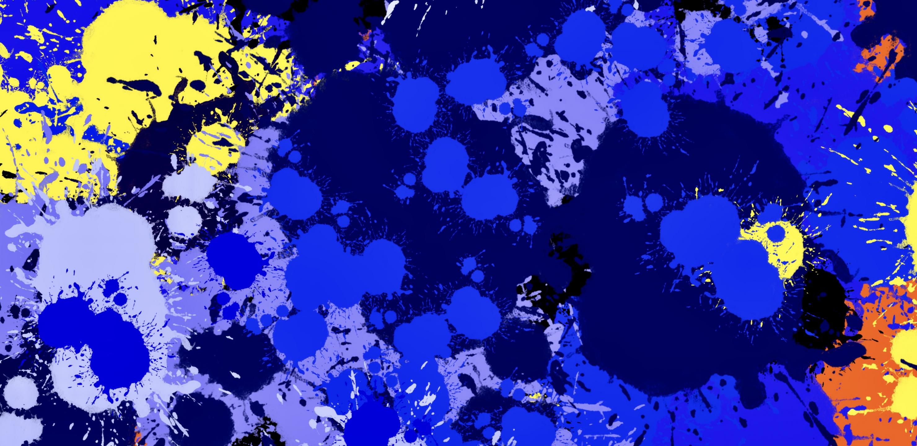 Paint Spots Splashes Drips Abstraction Blue