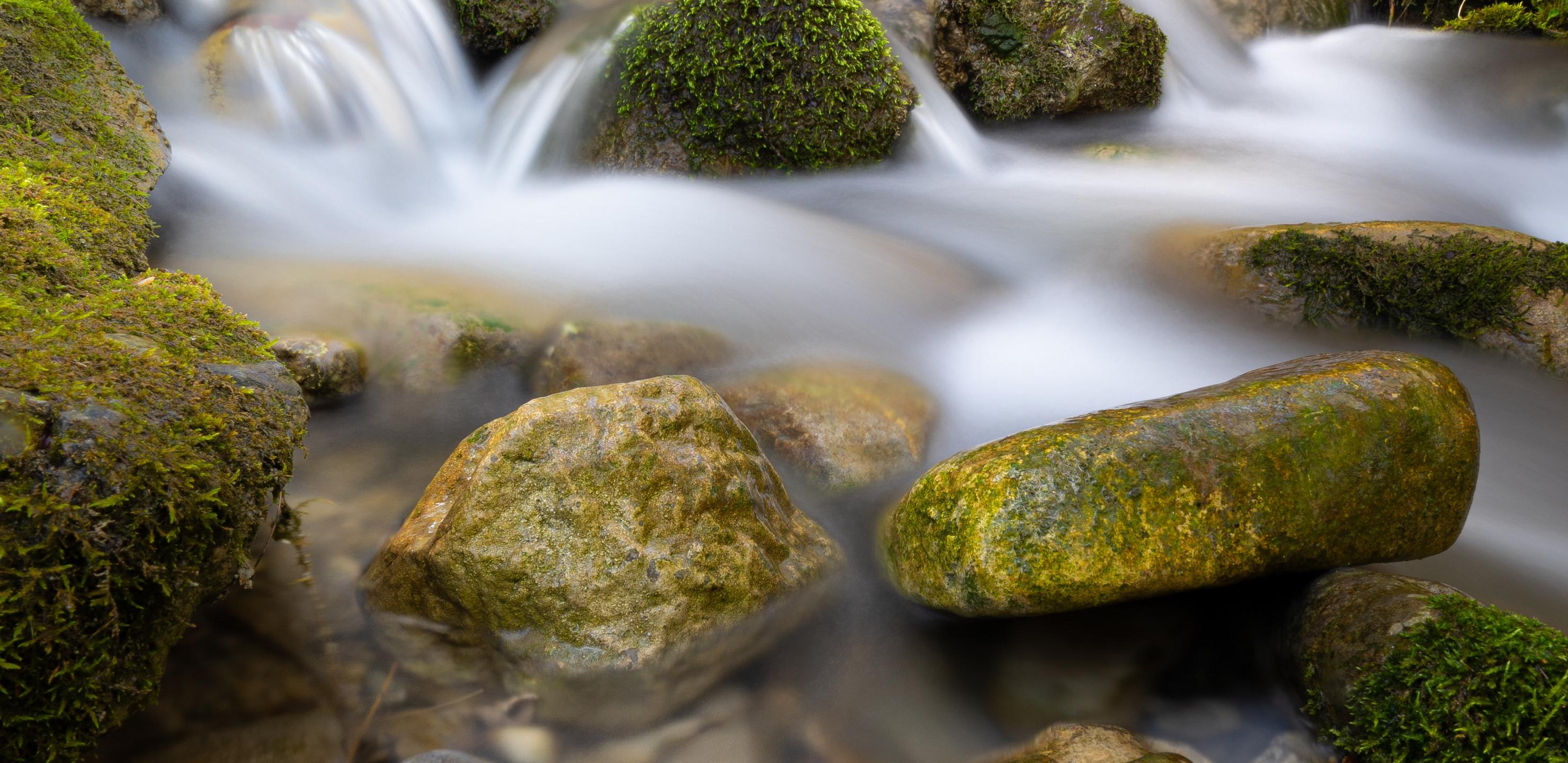 River Stream Stones Moss Water Long-exposure