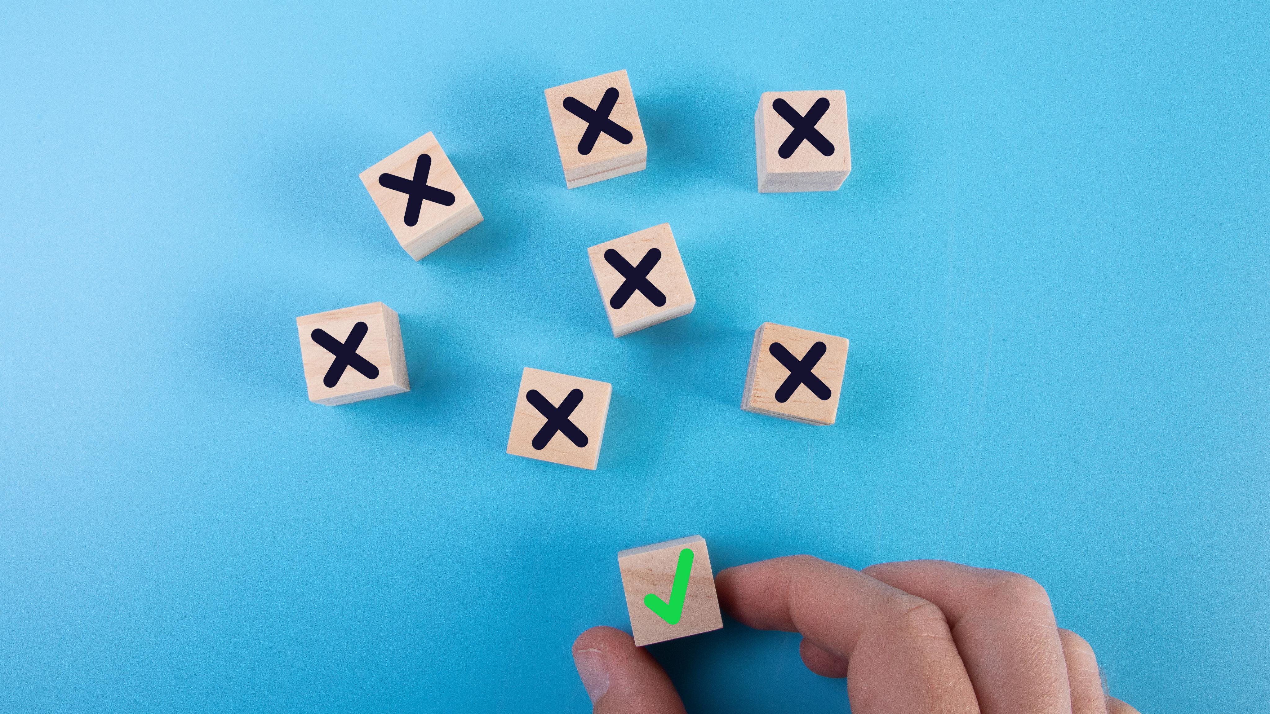 Choice Cubes Symbols Hand Blue