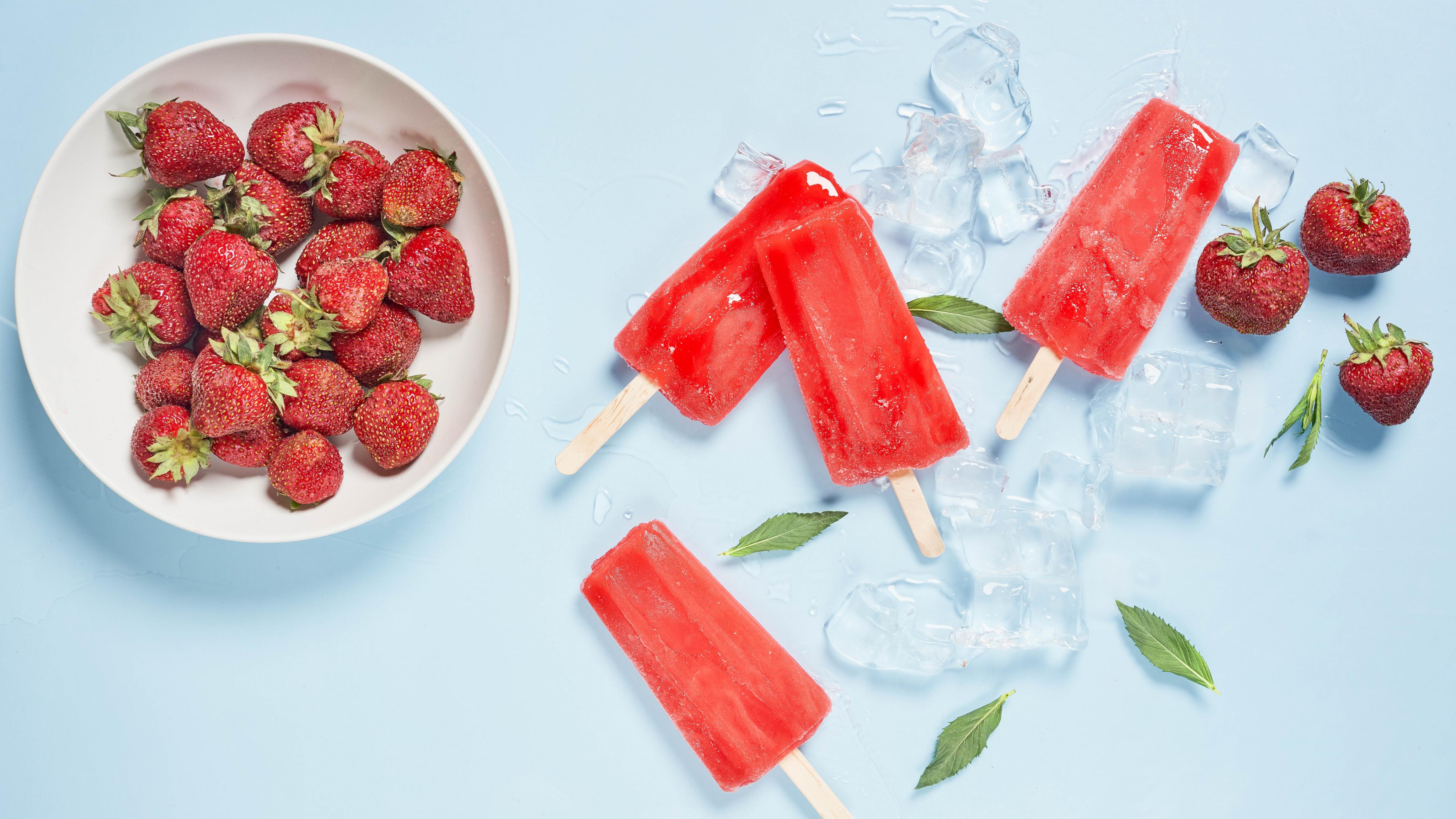 Popsicles Ice-cream Ice Dessert Strawberry