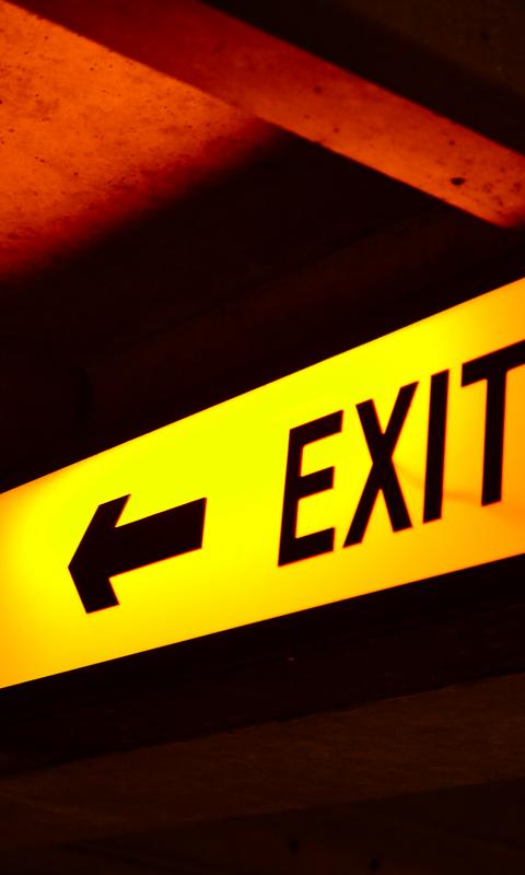 Exit Word Pointer Yellow Dark
