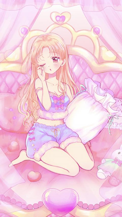 Girl Pajamas Bed Anime Art