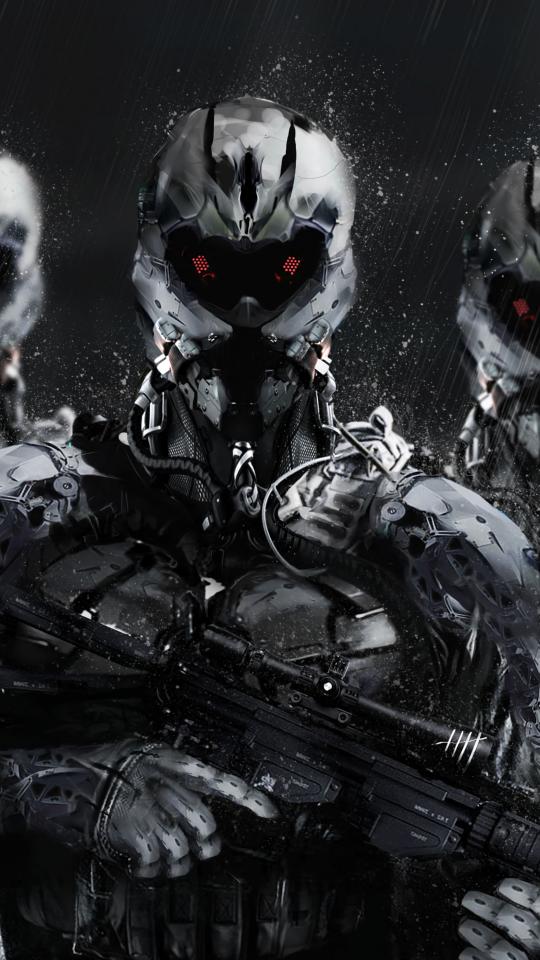 Cyborgs Soldiers Rifles Weapons Art