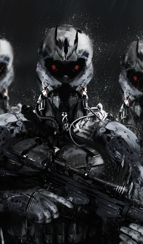 Cyborgs Soldiers Rifles Weapons Art