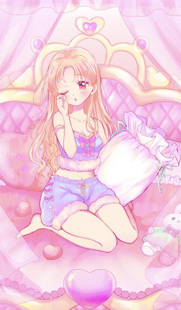 Girl Pajamas Bed Anime Art