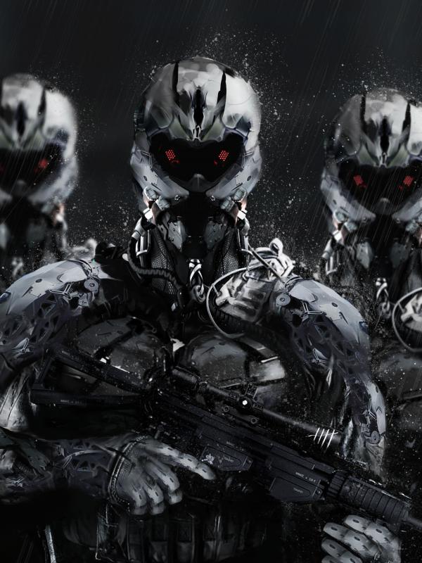Cyborgs Soldiers Rifles Weapons Art