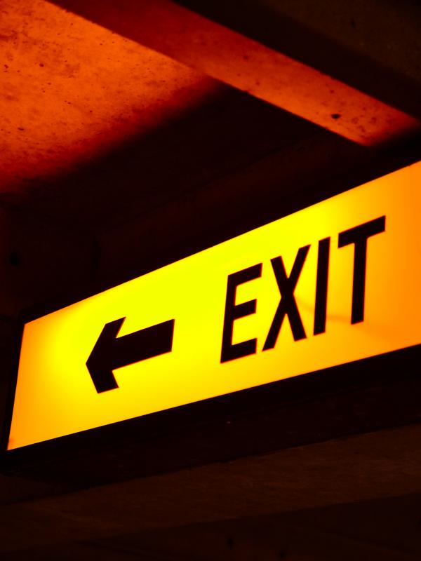 Exit Word Pointer Yellow Dark