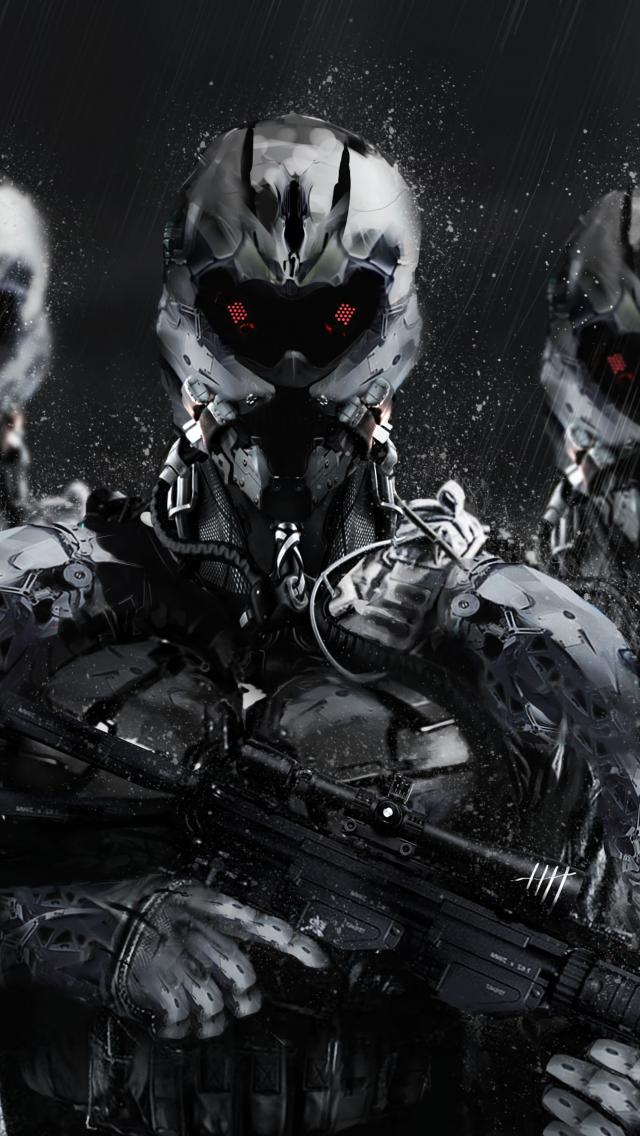 Cyborgs Soldiers Rifles Weapons Art