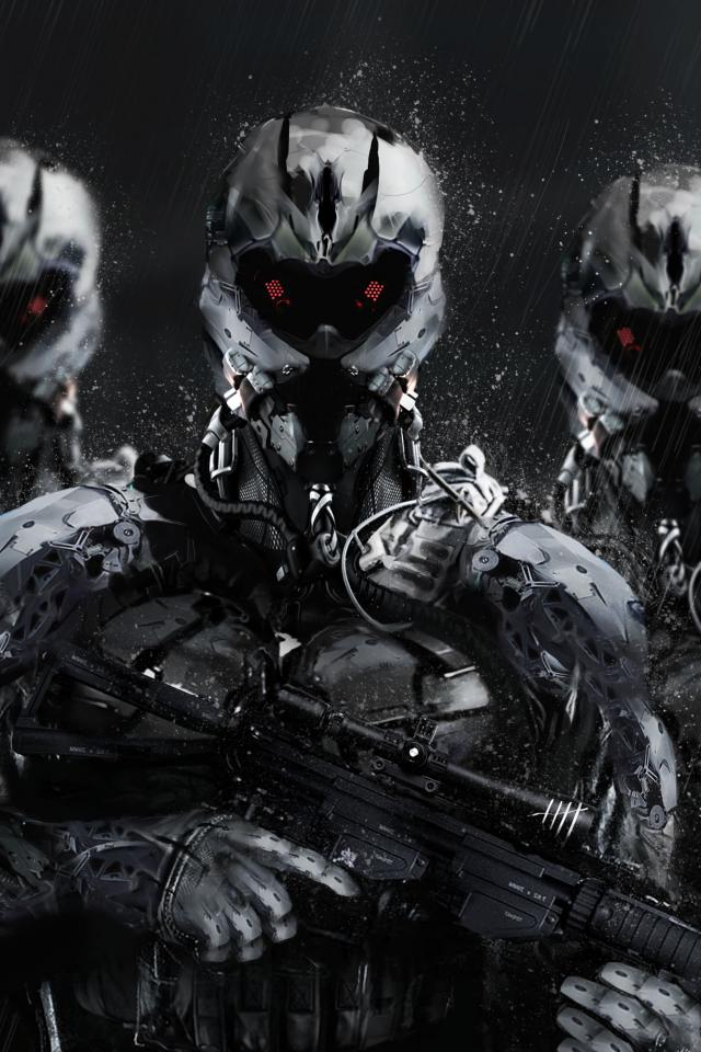 Cyborgs Soldiers Rifles Weapons Art