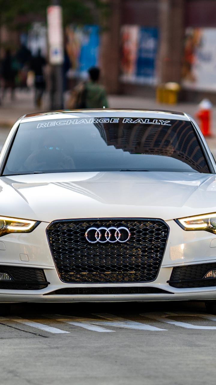 Audi Car White Front-view Road