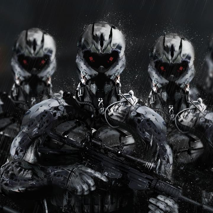 Cyborgs Soldiers Rifles Weapons Art