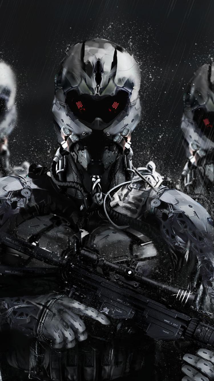 Cyborgs Soldiers Rifles Weapons Art