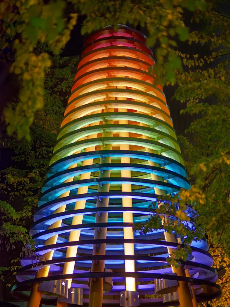 Tower Architecture Backlight Colorful Bottom-view