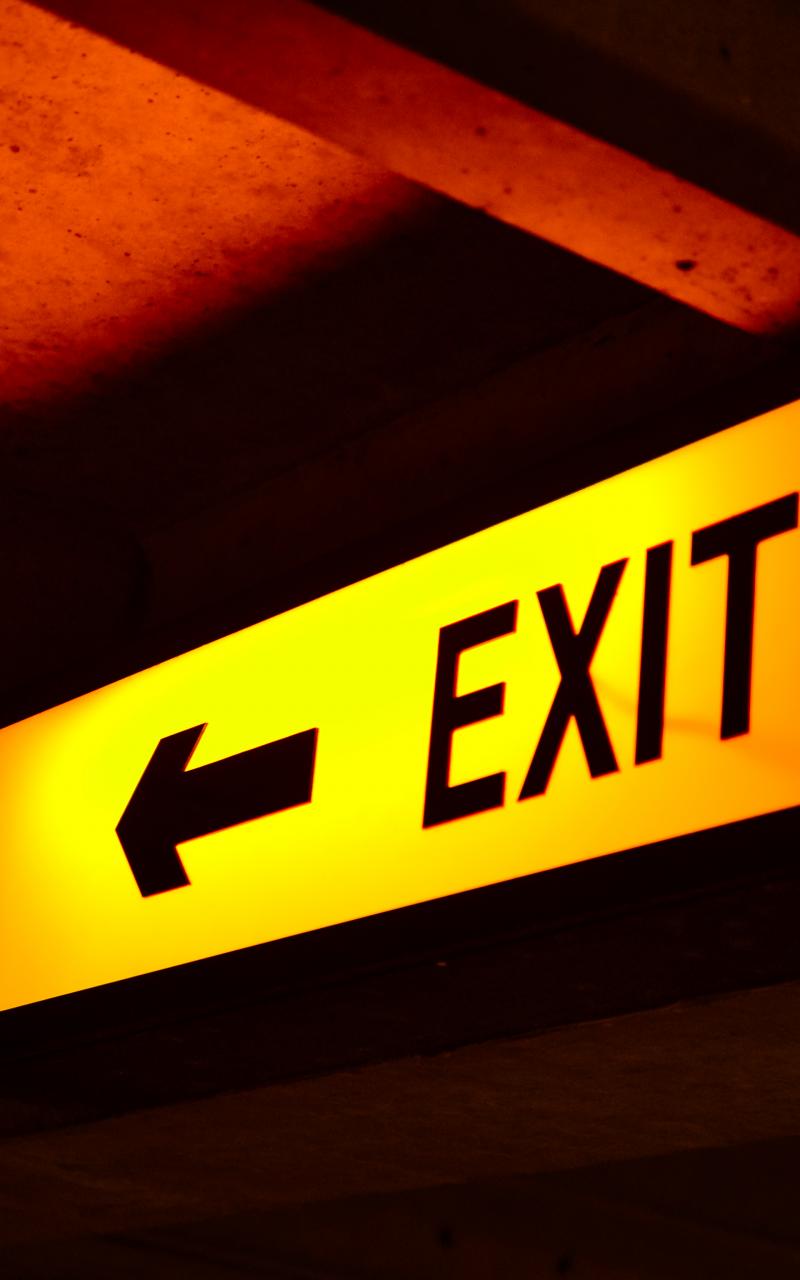 Exit Word Pointer Yellow Dark