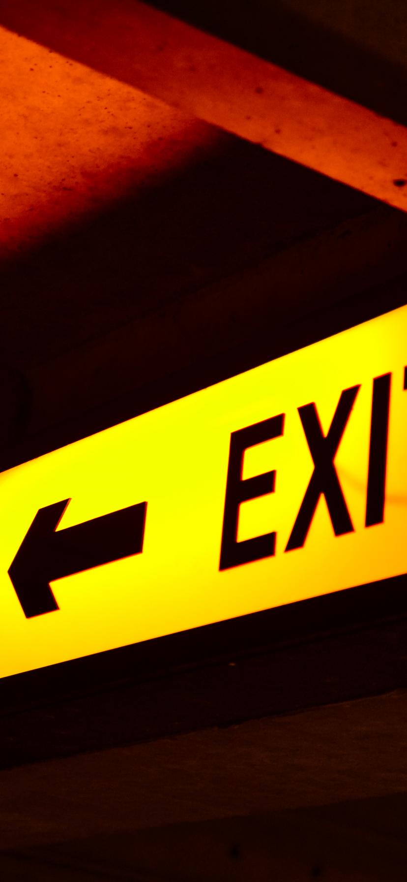 Exit Word Pointer Yellow Dark