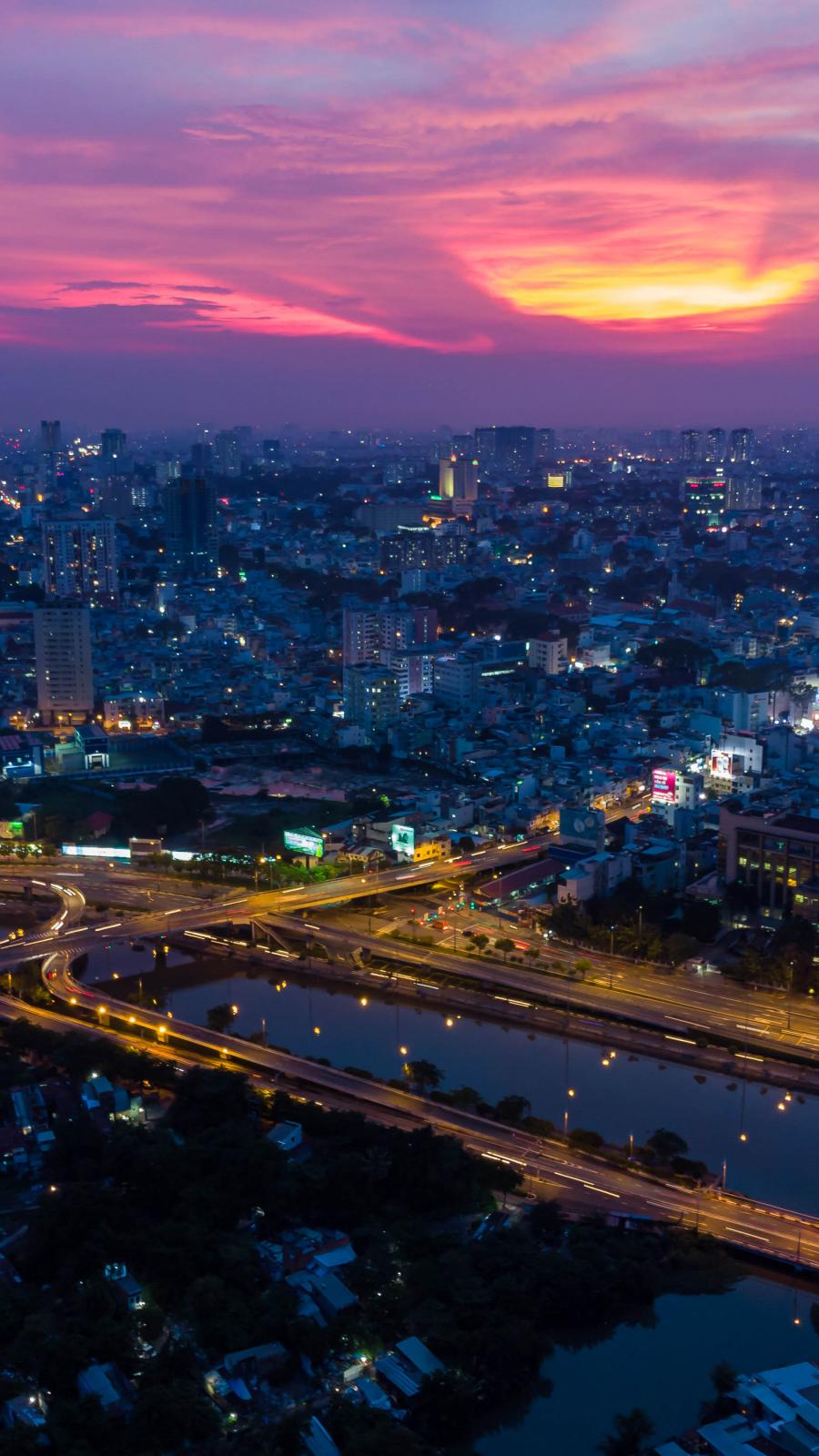 City Cityscape Aerial-view Sunset