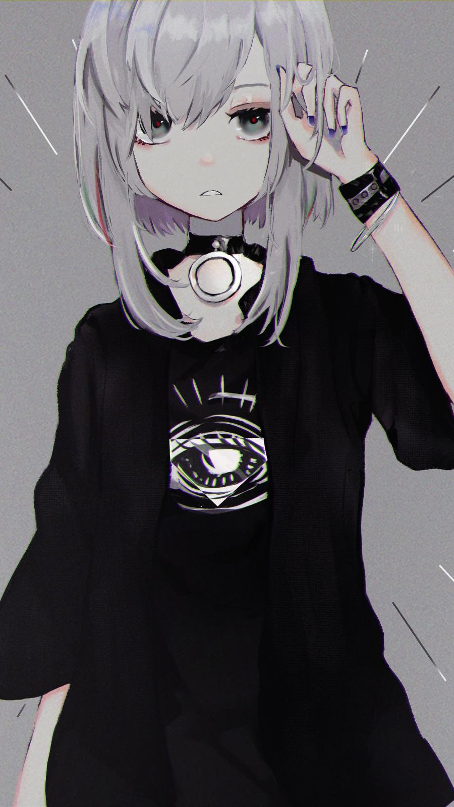 Girl Choker Glance Anime Art