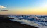 Beach Sea Waves Spray Twilight Landscape