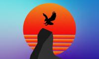 Bird Silhouette Mountain Vector Art
