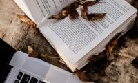 Book Laptop Leaves Dry Autumn Aesthetics