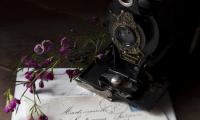 Camera Lens Letter Flowers Vintage