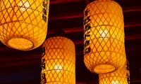 Chinese-lanterns Lanterns Hieroglyphs Light Yellow